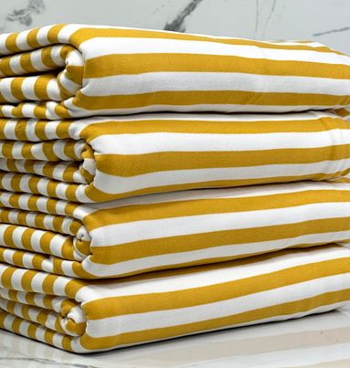 Mustard Yellow & White Stripes Fabric