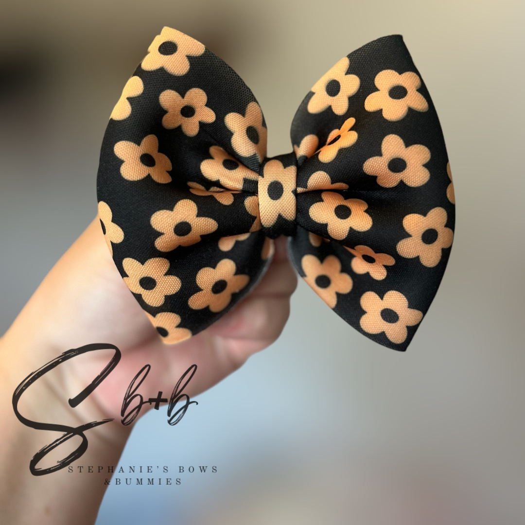 Halloween Black w/ Orange Flowers