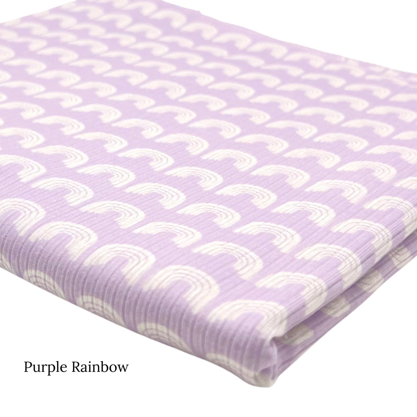 White Rainbow on Lavender Fabric