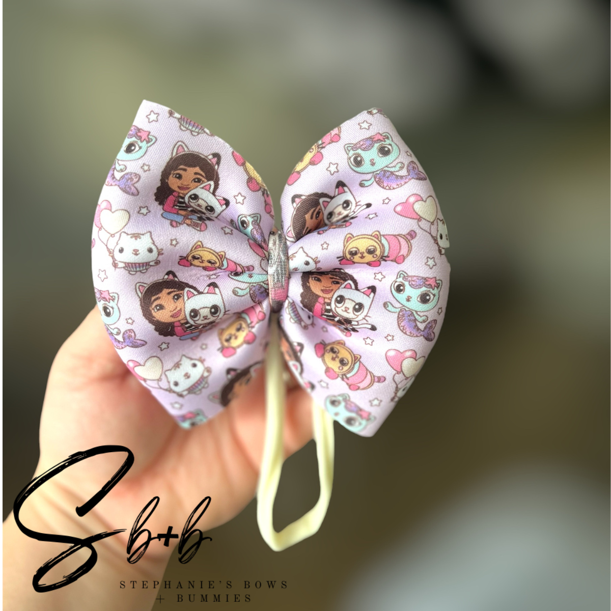 Girl & Cats Doll House Purple Puffy Bow
