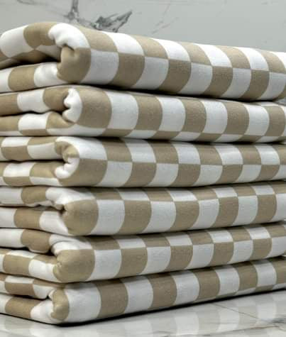 Tan & White Checkered Fabric