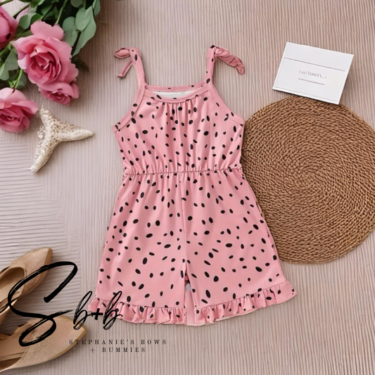 Pink w/ Black Polka Dot Romper