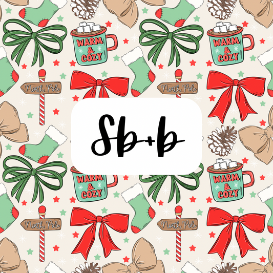 Christmas Cheer + Bows Fabric ( clothing)