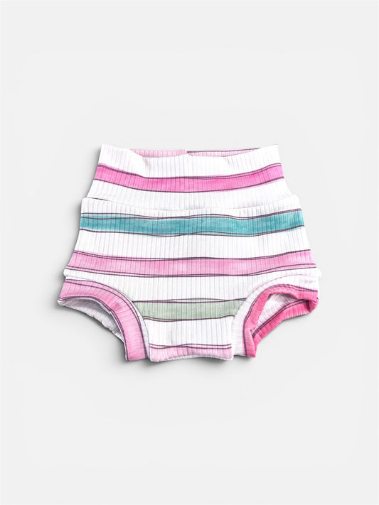 Pink Floral Coordinating Stripes Bummies