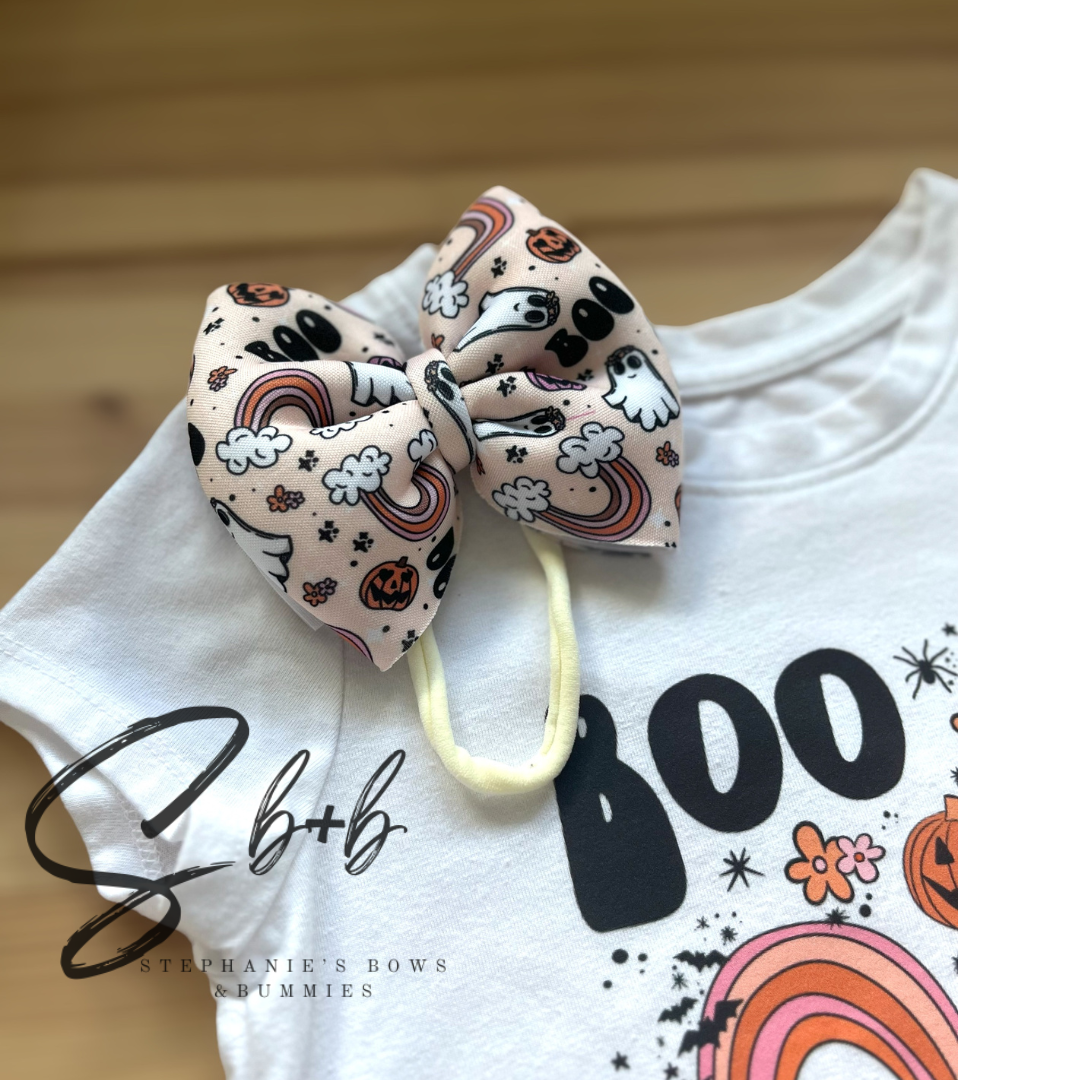 Boo Ghost Halloween Bow