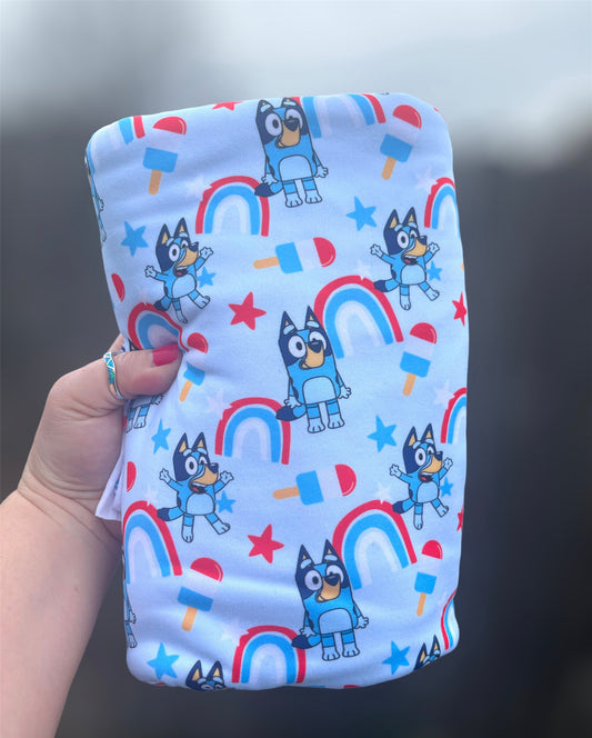 4th of July Blue Dog Rainbows & Popsicles Fabric