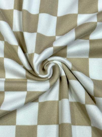 Tan & White Checkered Fabric