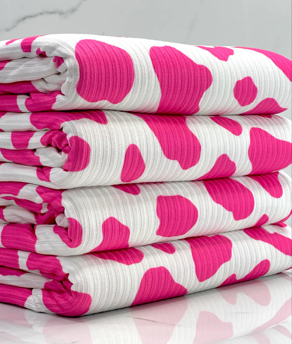 Fuchsia + White Cow Print