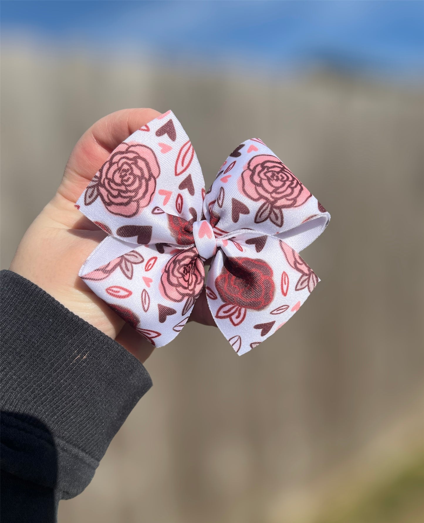 Roses & Hearts Puffy Bow