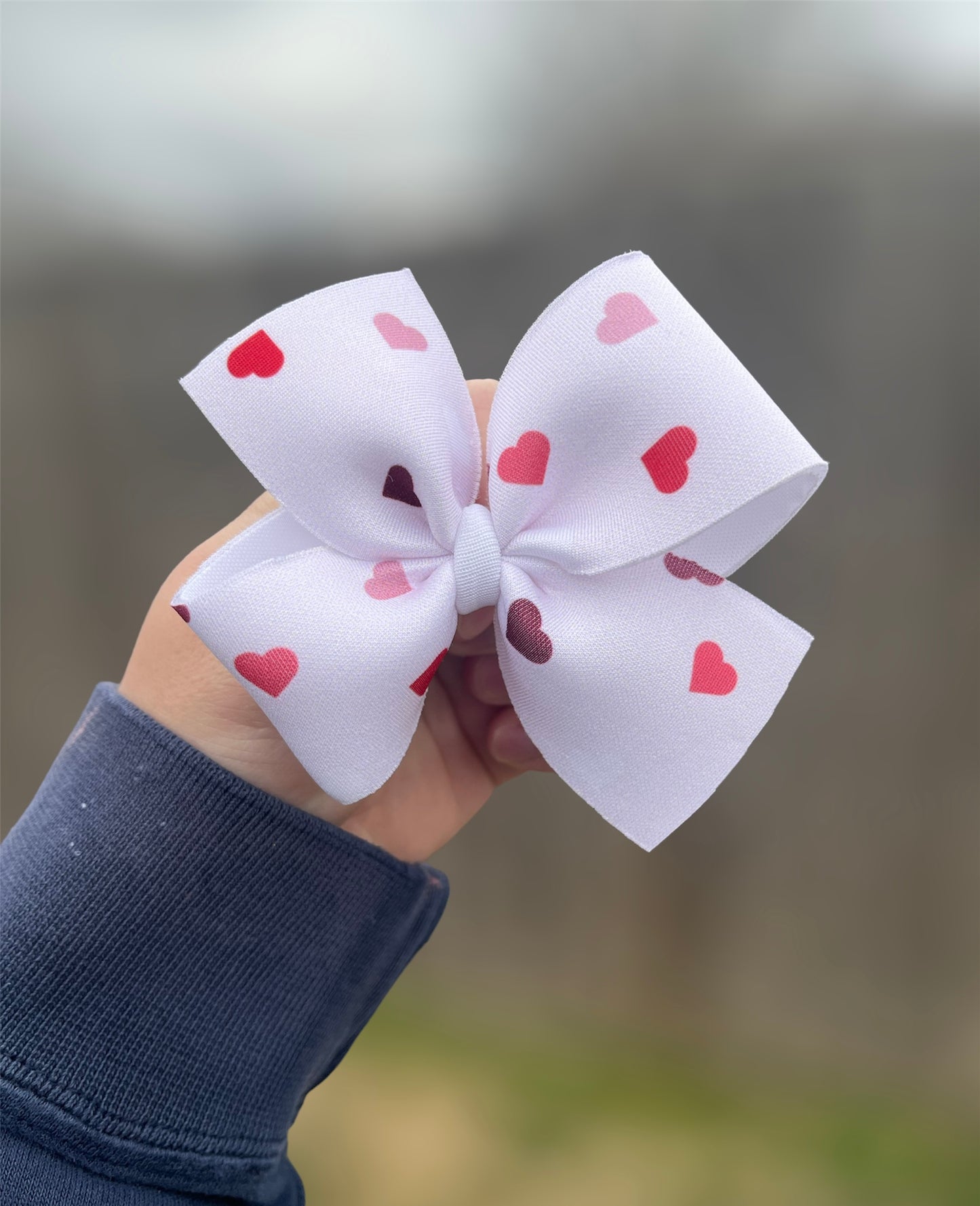 Multicolor Hearts Puffy Bow