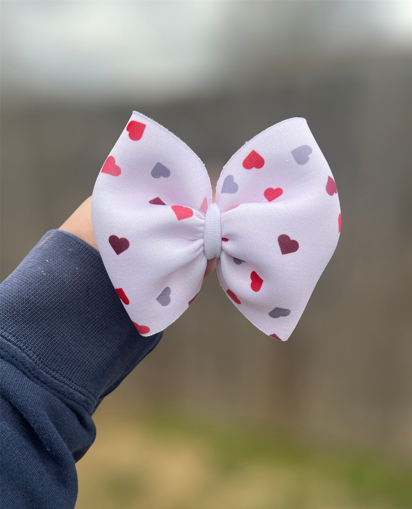 Multicolor Hearts Puffy Bow