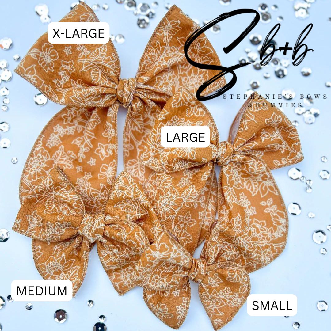 Dainty Fall Floral Serged Bow