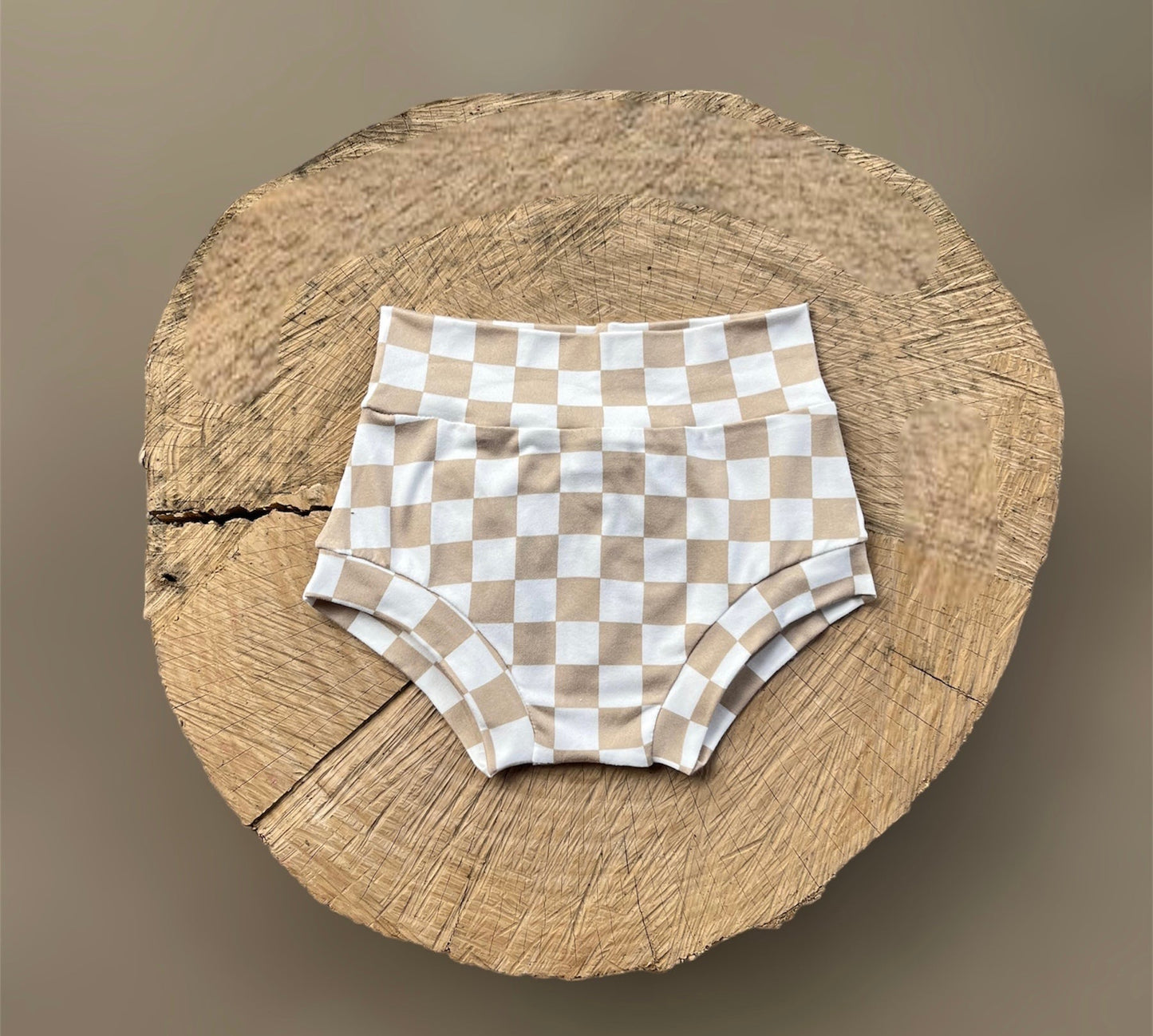 Tan & White Checkered Fabric
