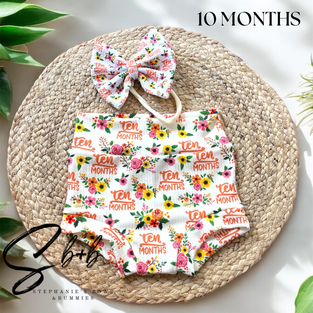 Milestone Bummies+Bow Floral