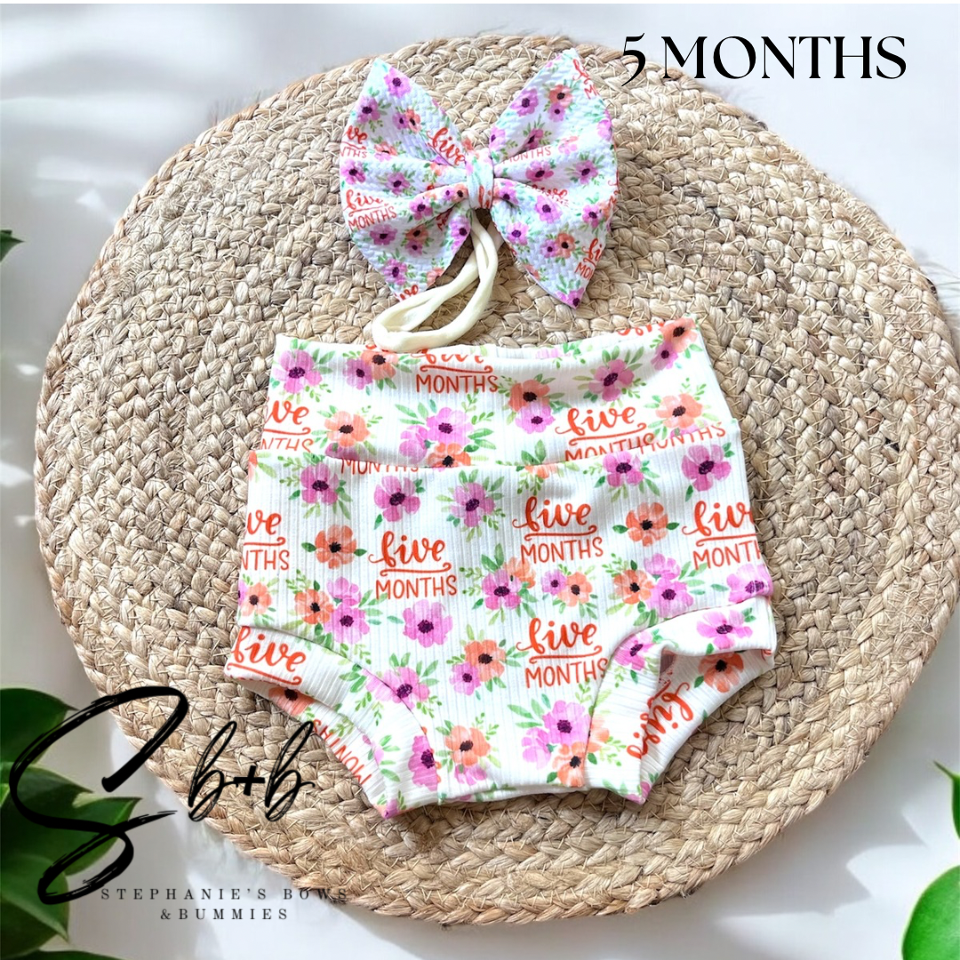 Milestone Bummies+Bow Floral
