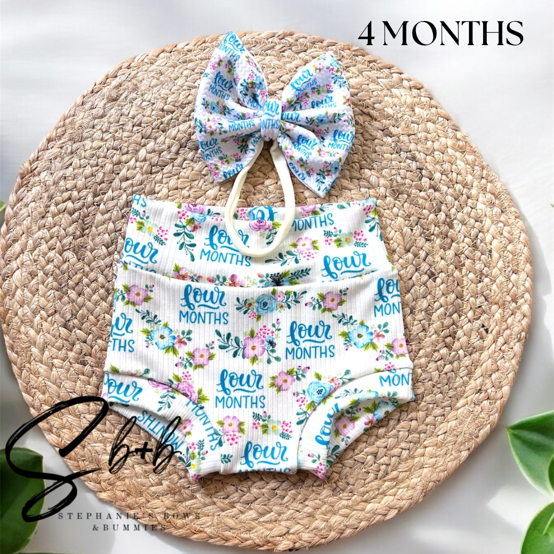 Milestone Bummies+Bow Floral