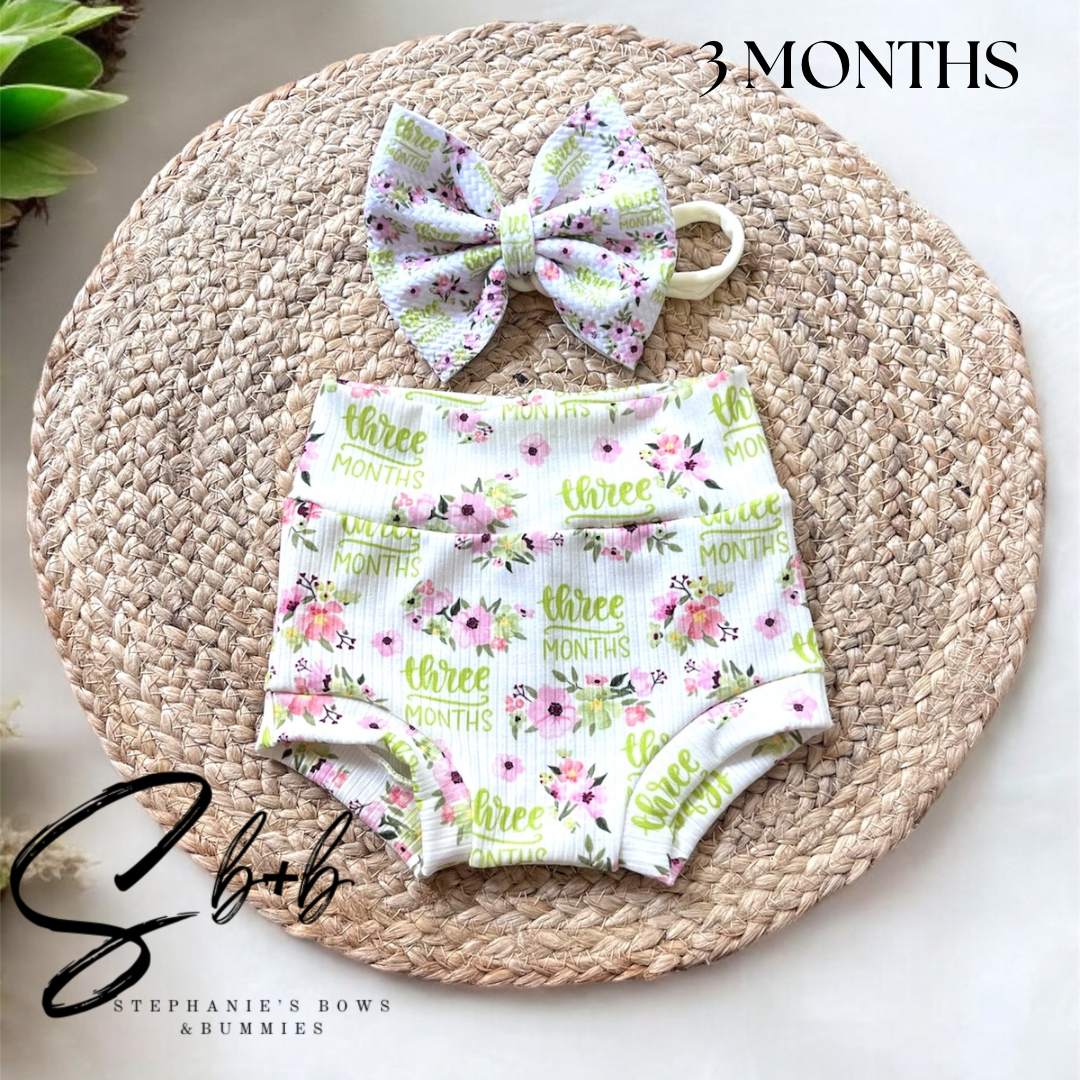 Milestone Bummies+Bow Floral
