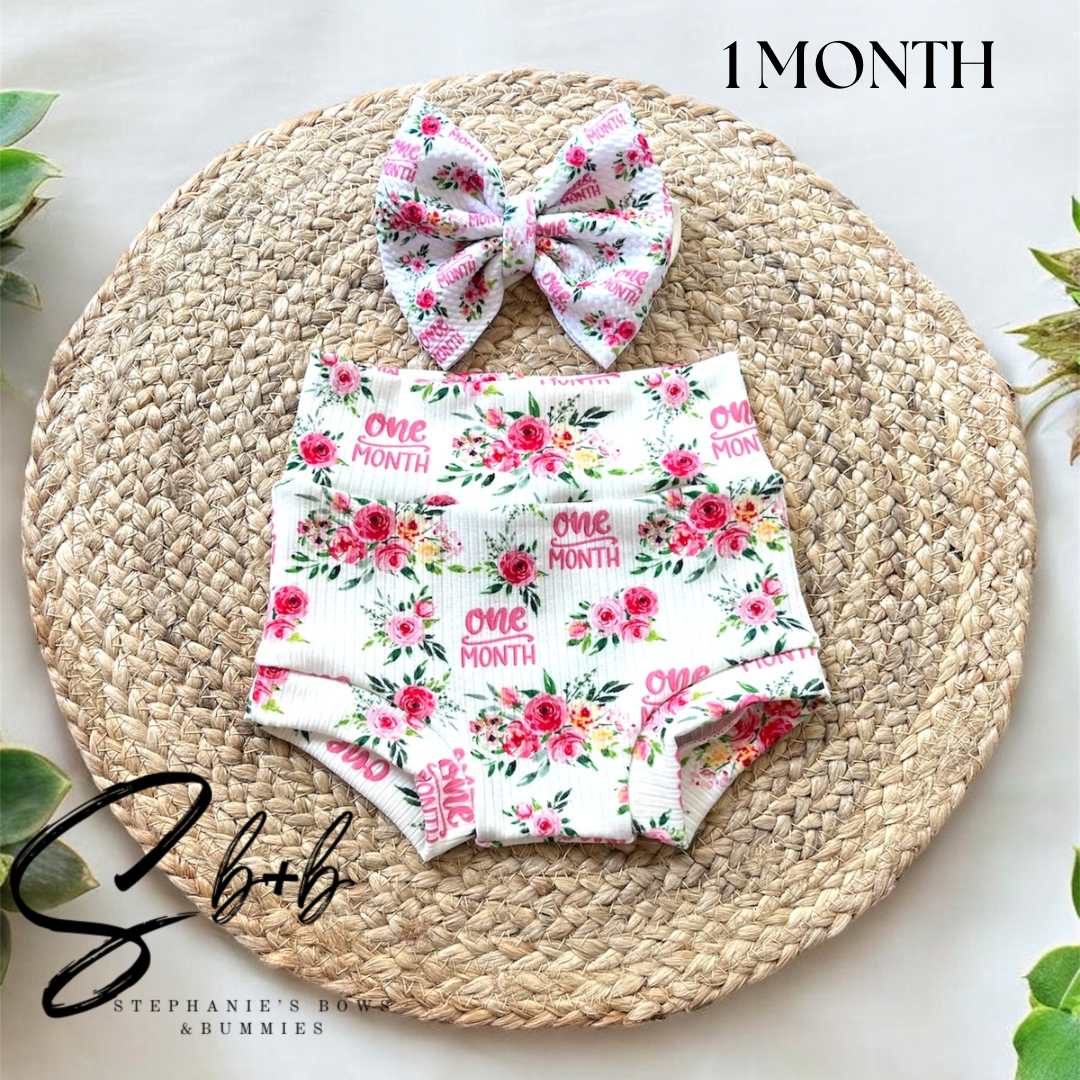 Milestone Bummies+Bow Floral