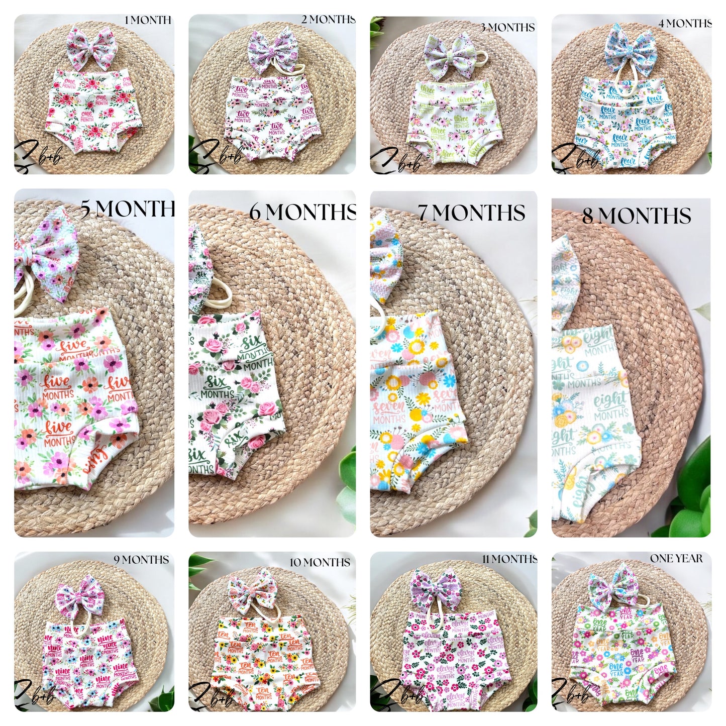 Milestone Bummies+Bow Floral