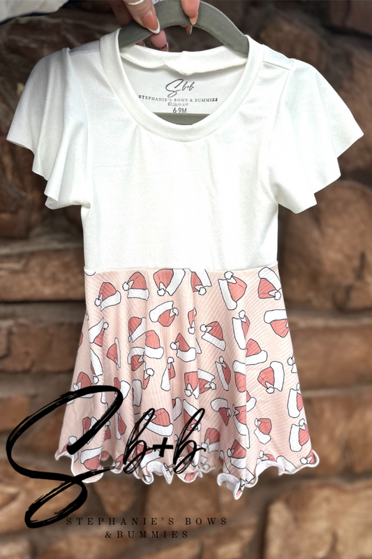 White Shimmery w/ Santa Hats Dress