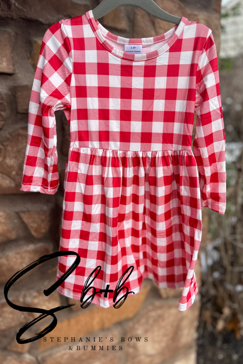 Red + White Plaid Dress
