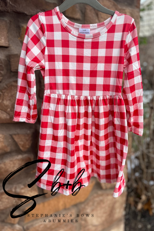 Red + White Plaid Dress