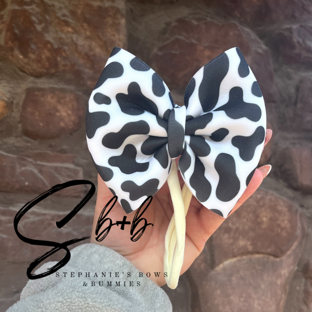 Cow Print Puffy Bow