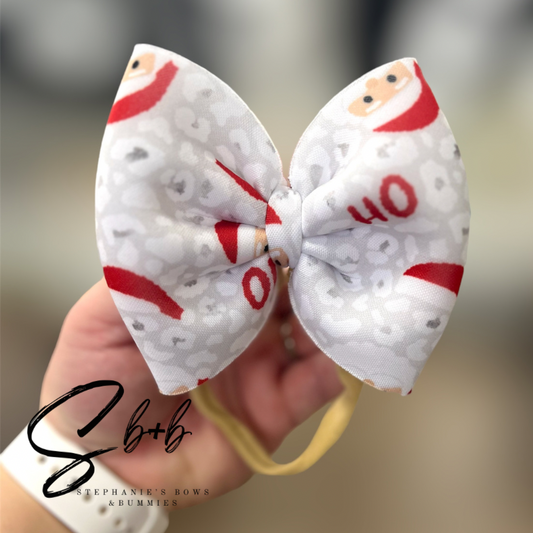 Christmas Santa Cheetah Puffy Bow
