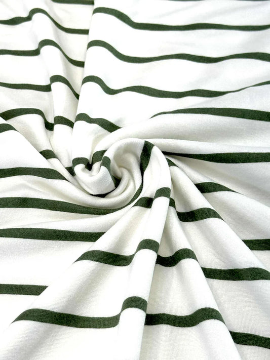 Olive Green + White Stripe