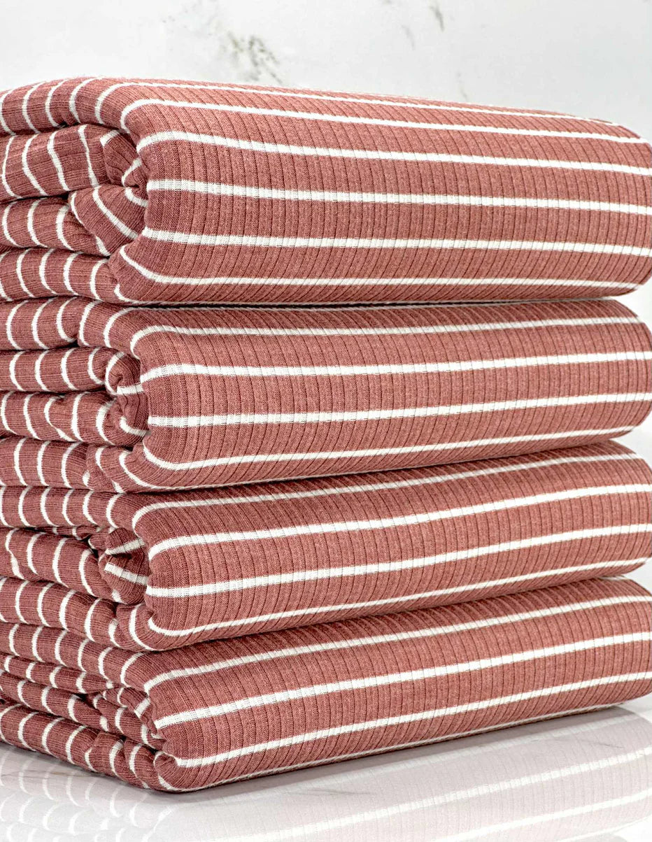 Mauve + White Stripe
