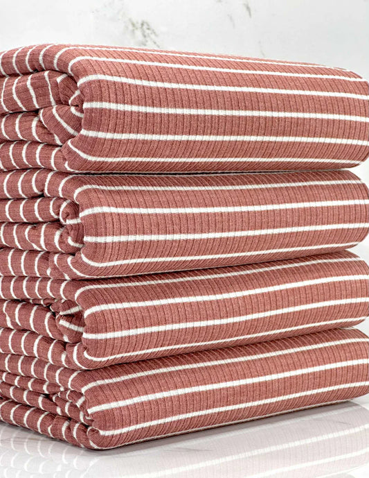 Mauve + White Stripe