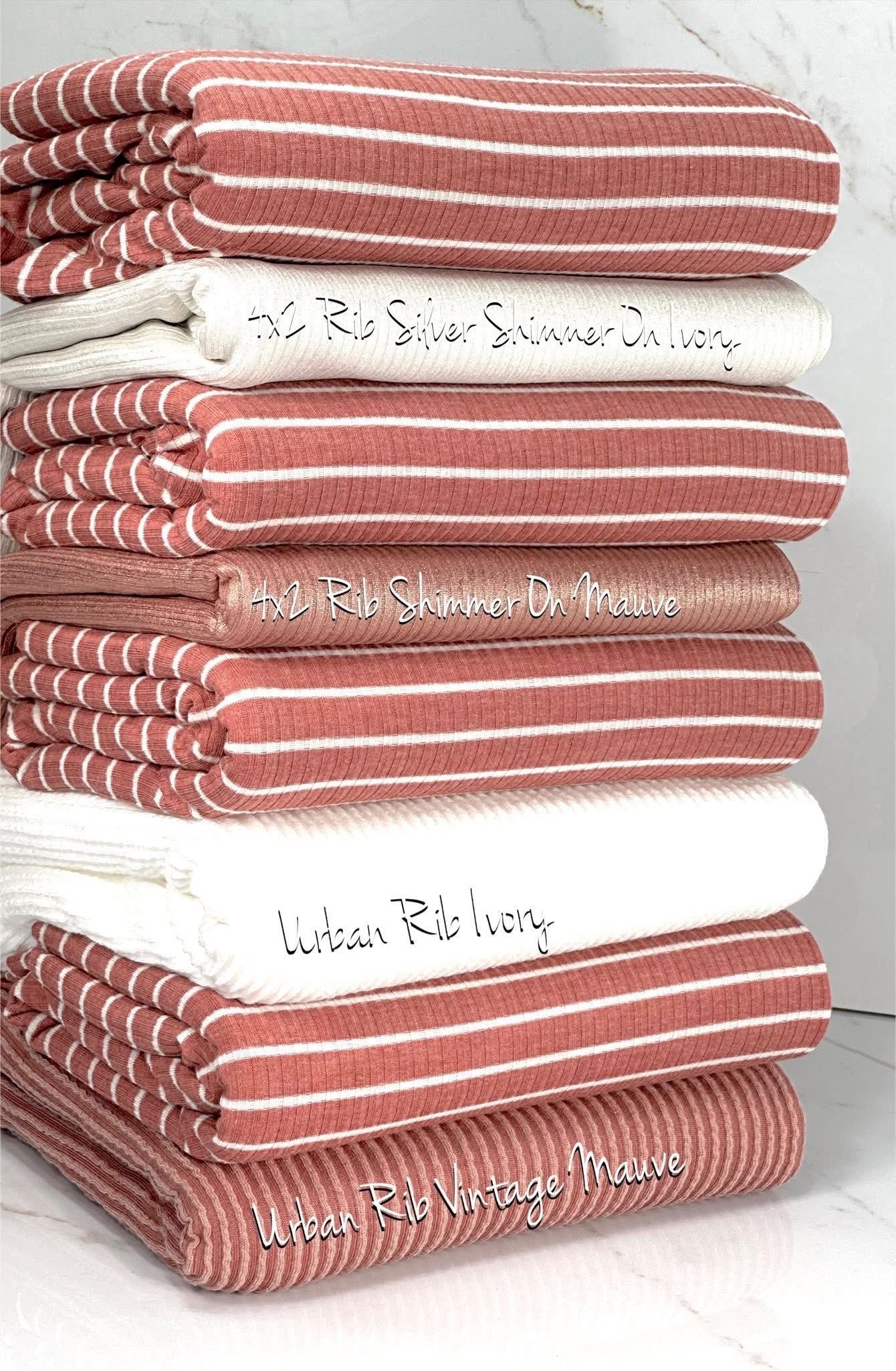 Mauve + White Stripe