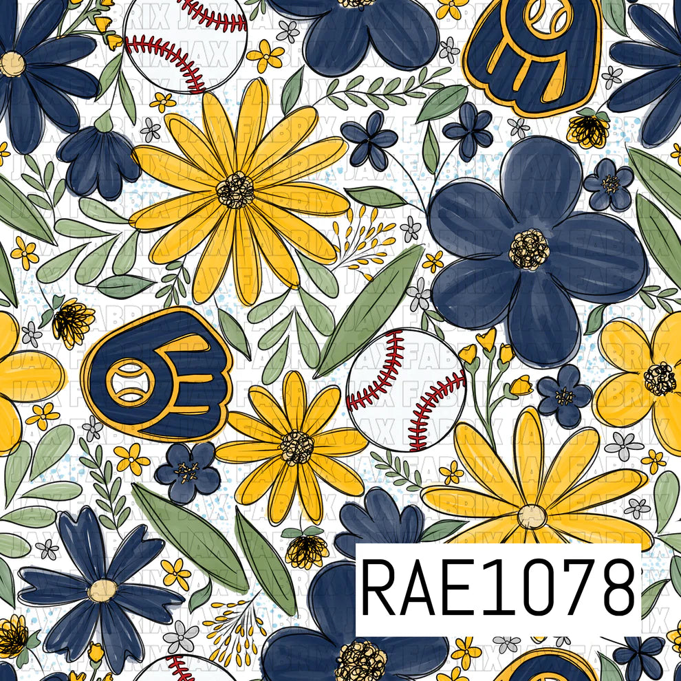 Baseball Drop Sketchy Floral