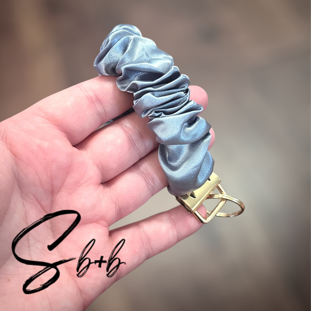 Spring Steel Blue Silky Wristlet Keychains